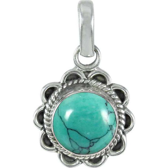 Turquoise Gemstone Silver Jewelry Pendant  925 Sterling Silver Jewelry