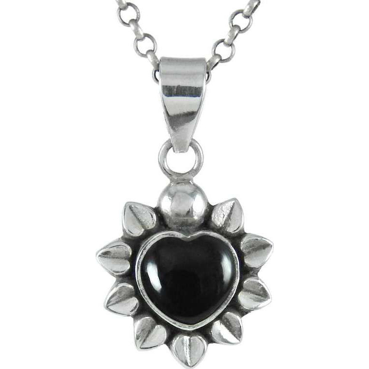 925 Sterling Silver Jewelry  Easeful Black Onyx Gemstone Silver Jewelry Pendant