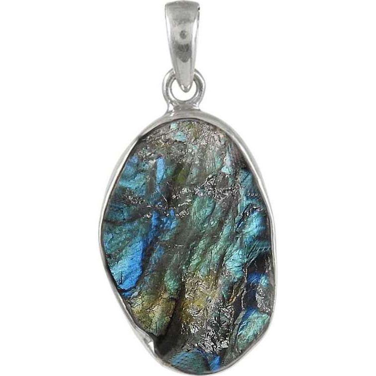 Enjoyable !! Labradorite Rough Stone Sterling Silver Pendant Jewelry