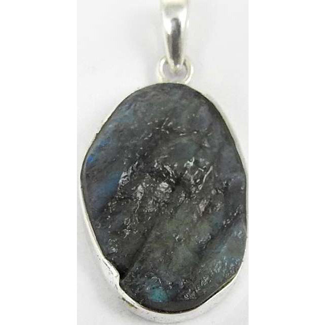 Enjoyable !! Labradorite Rough Stone Sterling Silver Pendant Jewelry