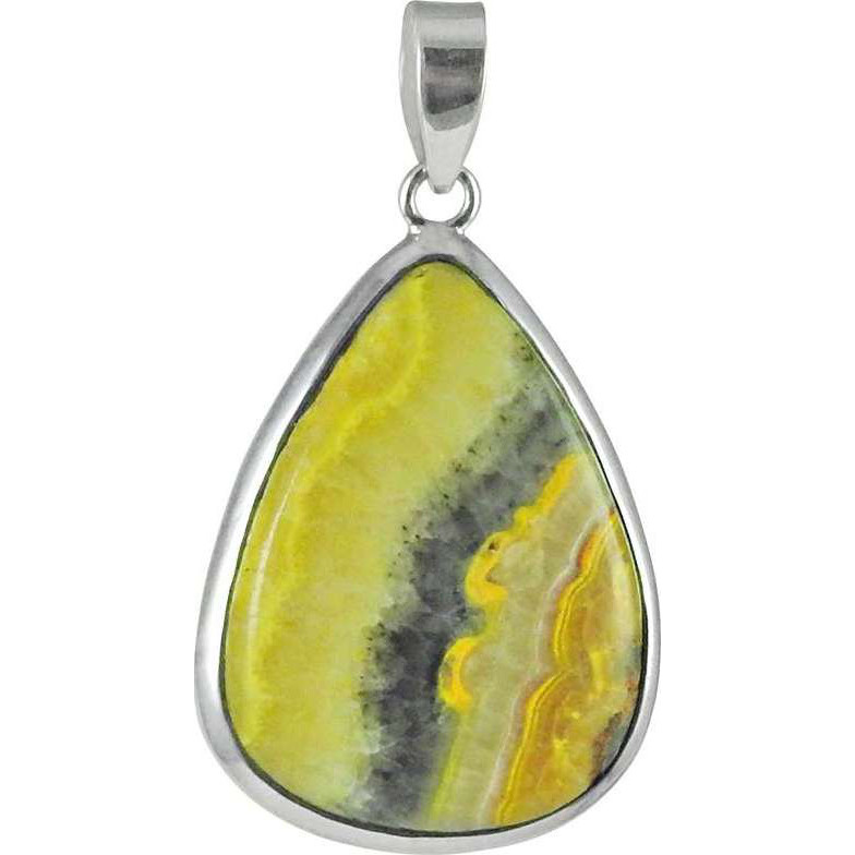 Big Relief Bumble Bee Gemstone Sterling Silver Pendant Jewelry