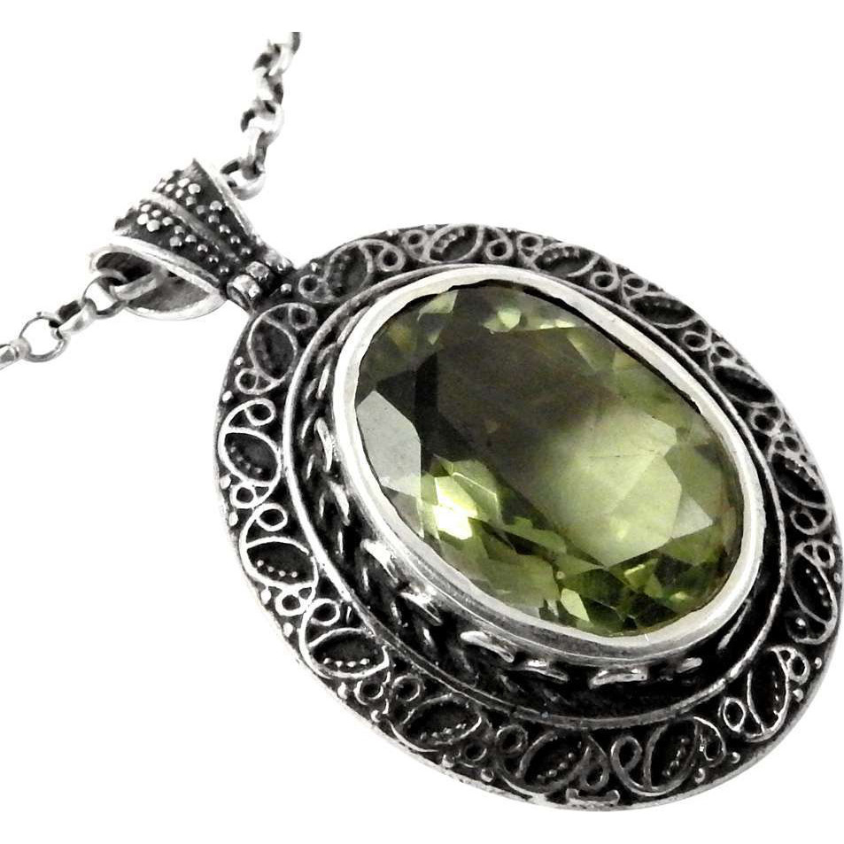 Royal!! Green Amethyst 925 Sterling Silver Pendant