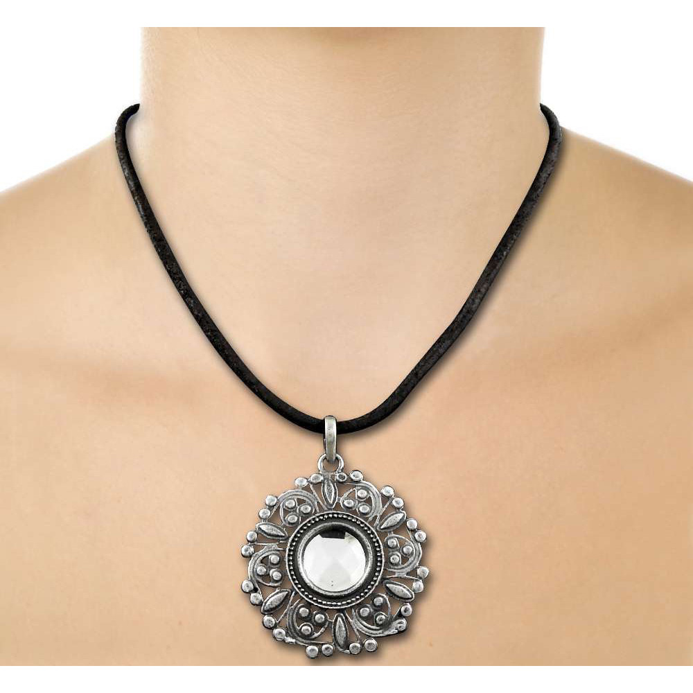 Victorian Style Glass 925 Sterling Silver Pendants