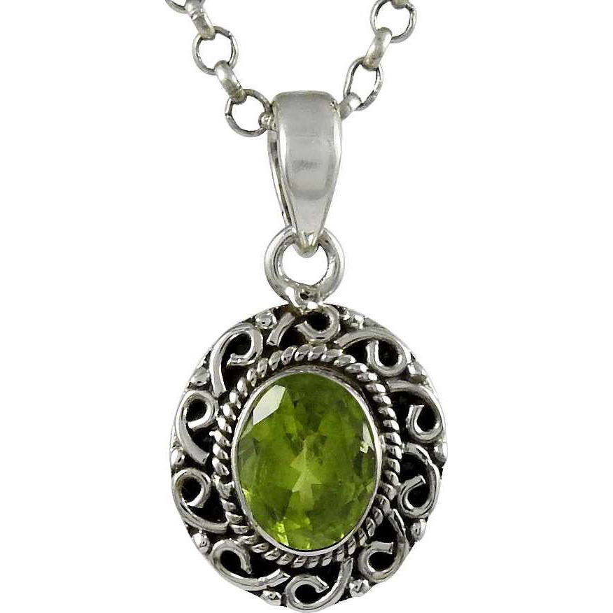 Before Time 925 Sterling Silver Peridot Pendant