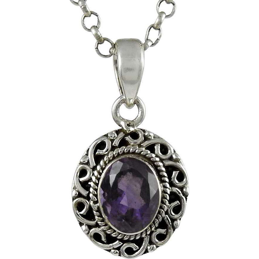 Big Excellent! 925 Sterling Silver Amethyst Pendant