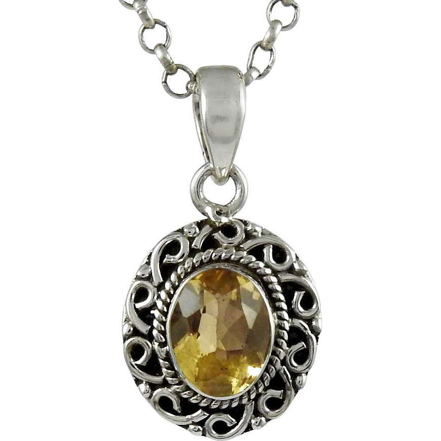 Big Weaving Light 925 Sterling Silver Citrine Pendant