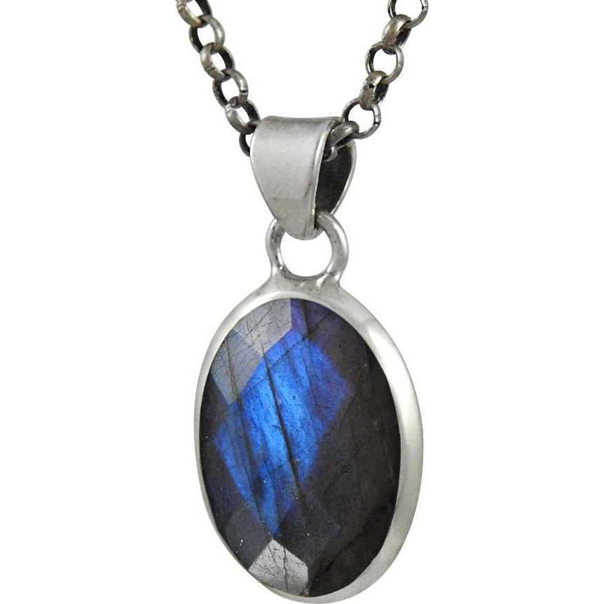 Stunning Labradorite Gemstone Silver Pendant Jewelry