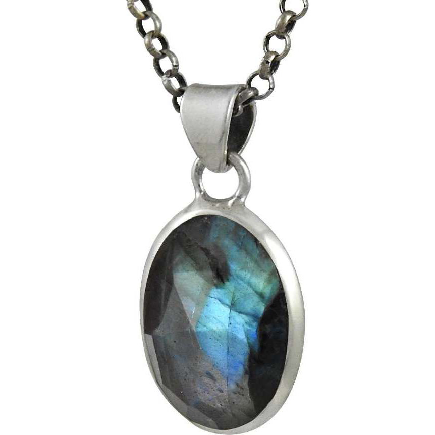 Big Inspire ! Labradorite Gemstone Silver Pendant Jewelry