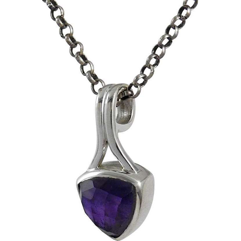Schemer  Amethyst Gemstone Silver Jewelry Pendant