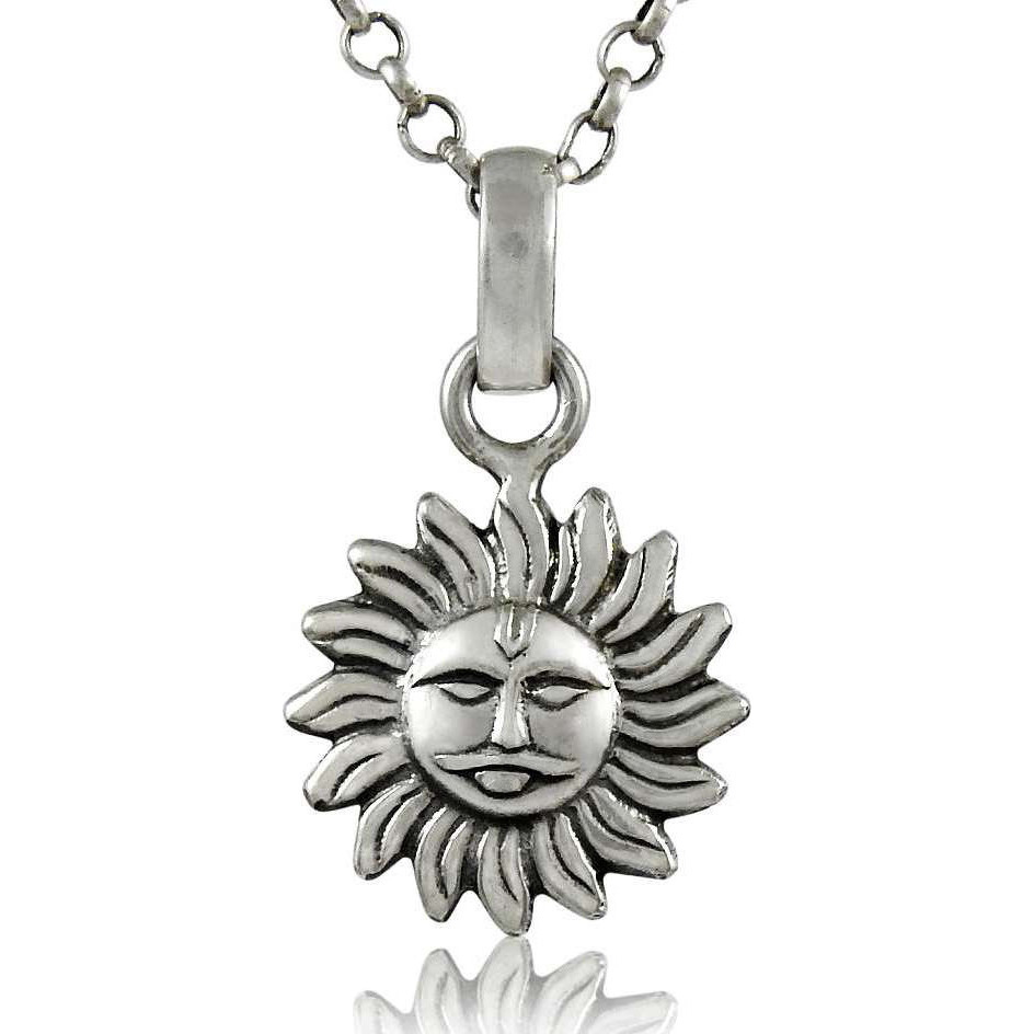 SUN Solid 925 Sterling Silver Pendant