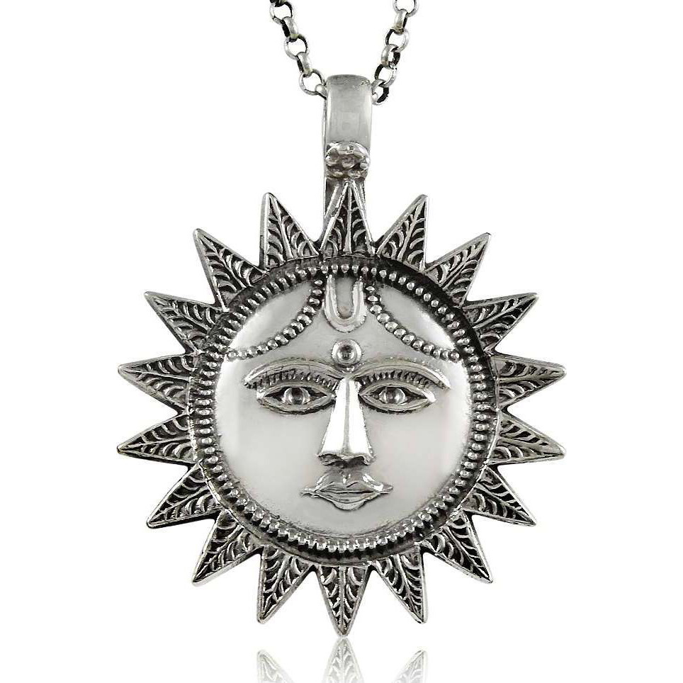 Antique Look 925 Sterling Silver Sun Pendant