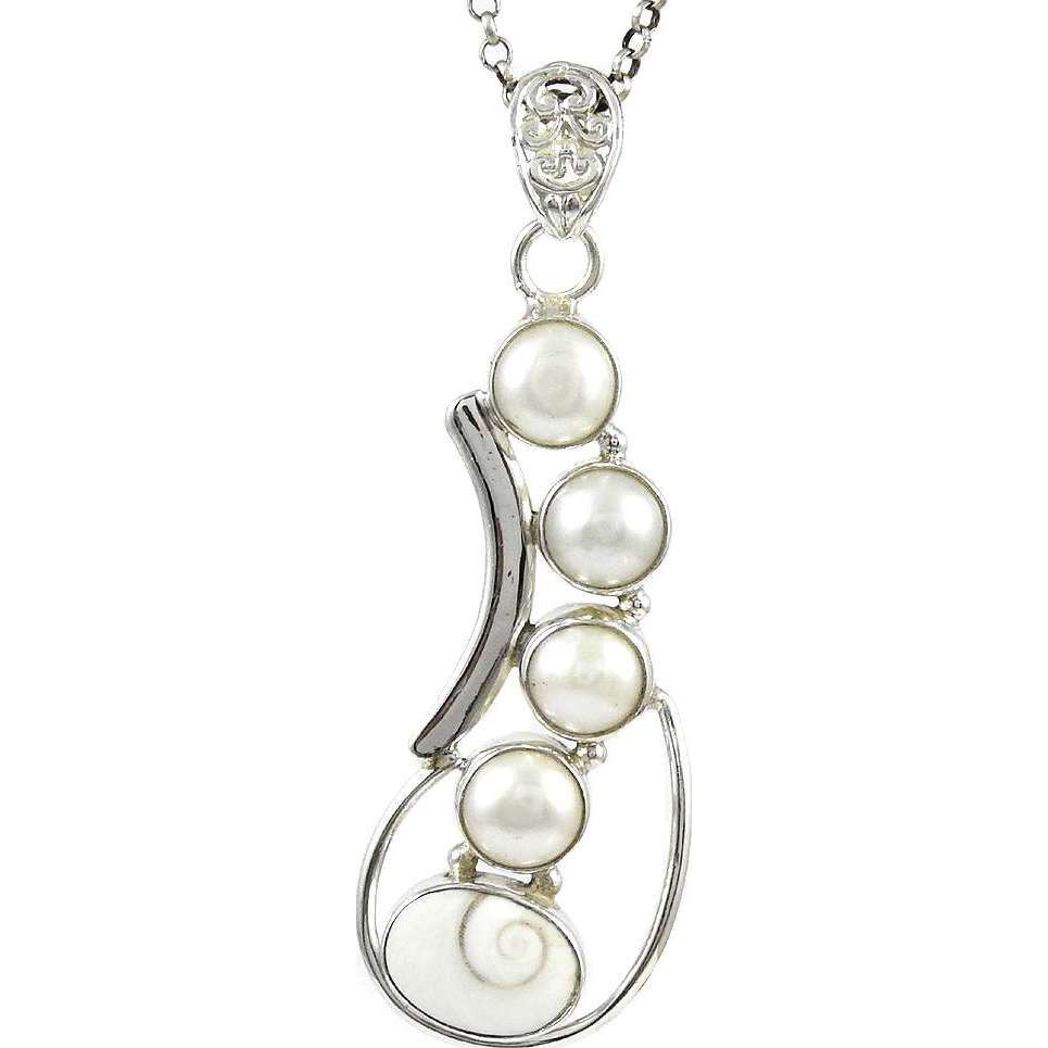 Tropical Glow 925 Silver Shiva Eye, Pearl Pendant