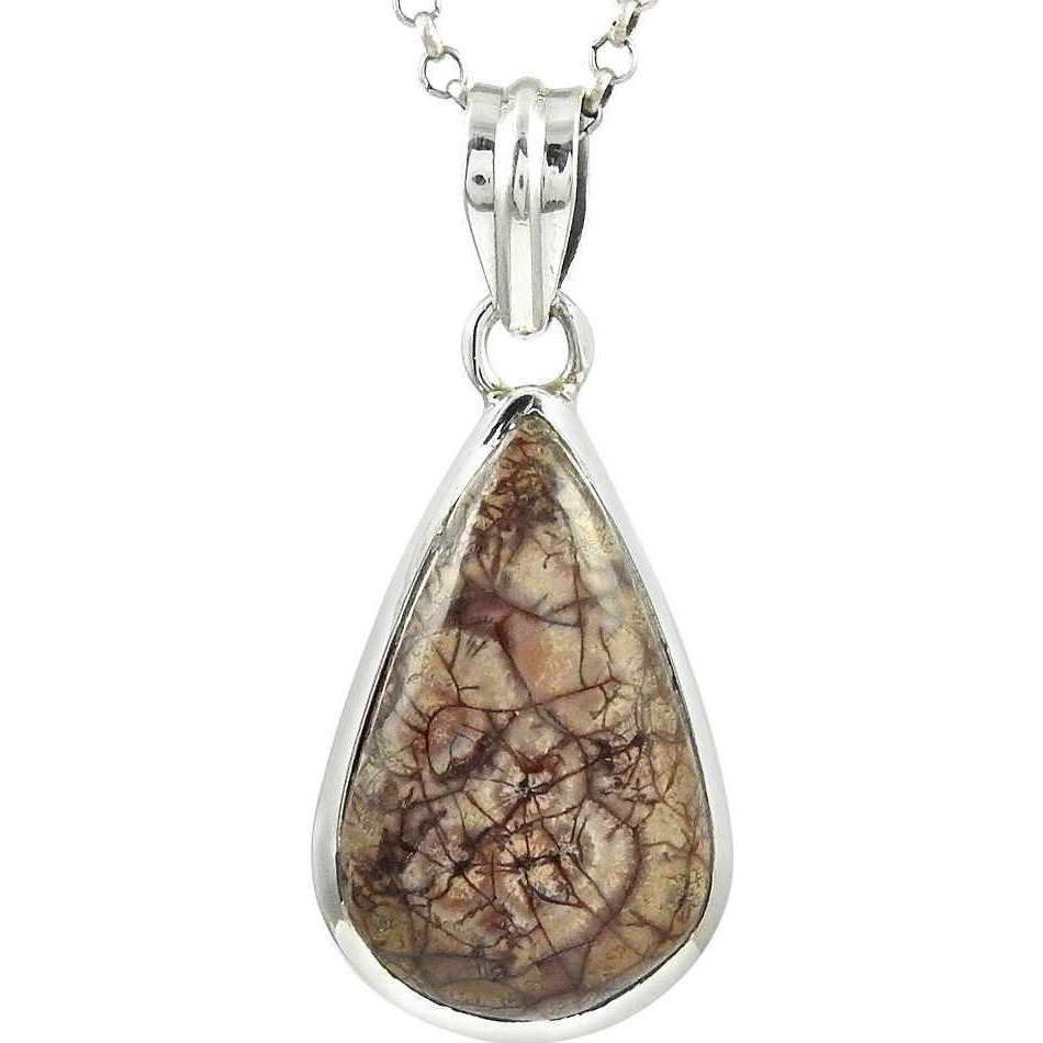 Big Natural Top 925 Silver Spiderweb Jasper Pendant