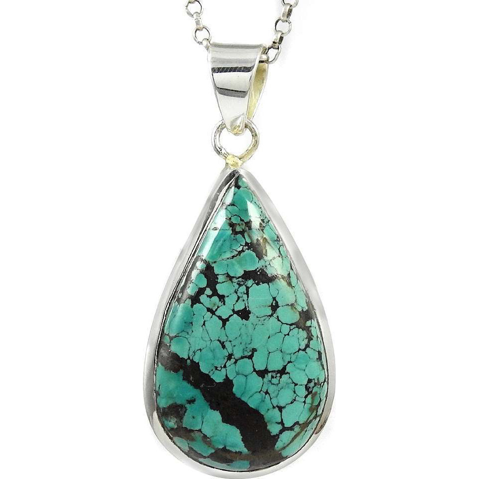 Stunning Natural Rich 925 Silver Turquoise Pendant