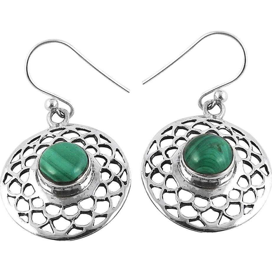 A Secret !! Malachite 925 Sterling Silver Earrings