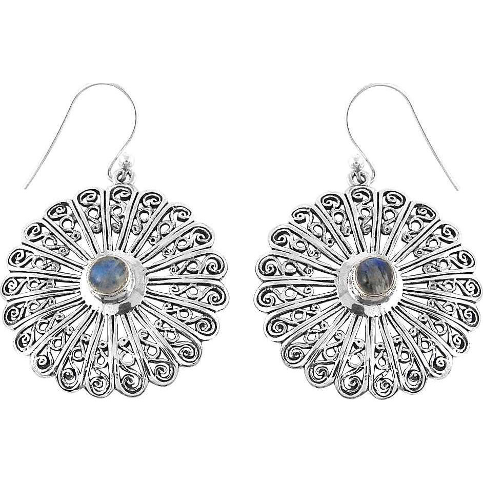 Jumbo  Rainbow Moon Stone 925 Sterling Silver Earrings