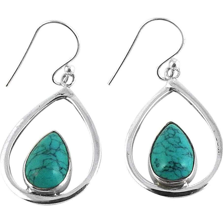 Large Stunning!! 925 Silver Turquoise Earrings