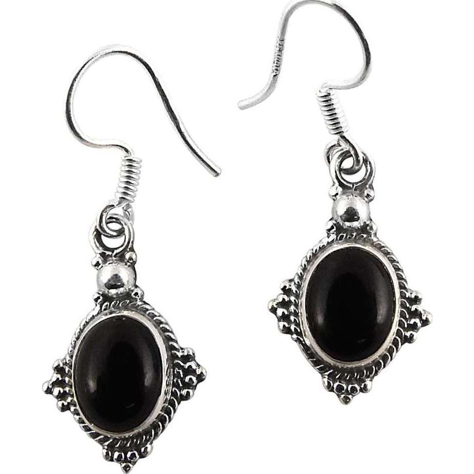 New Fashion Design!! 925 Silver Black Onyx Earrings