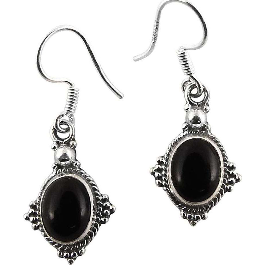 New Fashion Design 925 Silver Black Onyx Earrings