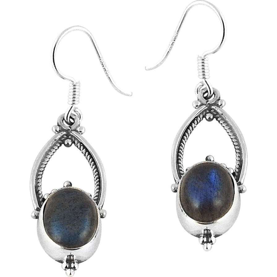 New Faceted 925 Silver Labradorite Earrings