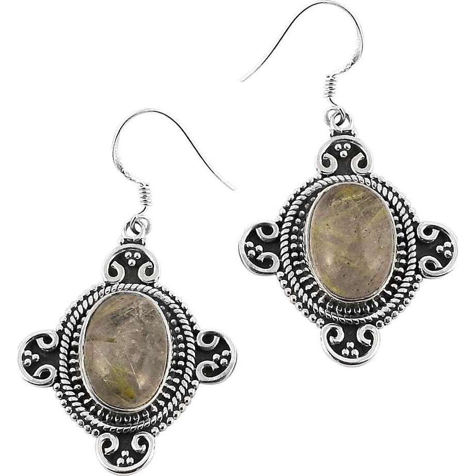 Breathtaking  925 Sterling Silver Golden Rutile Earrings