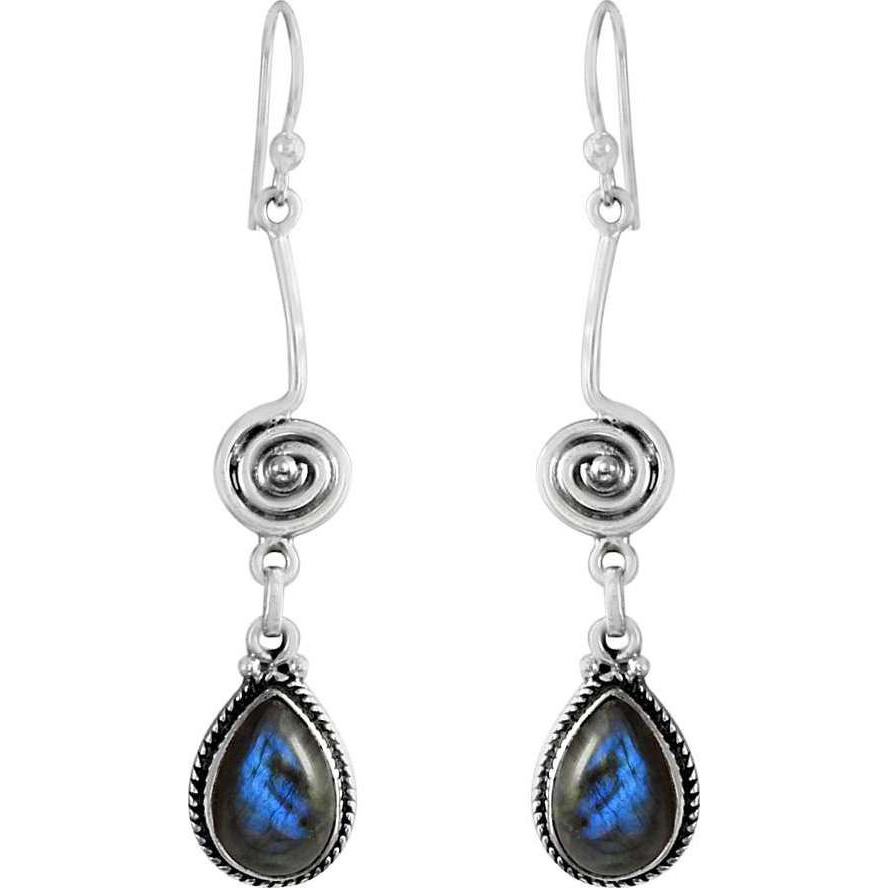 Natural Beauty ! 925 Sterling Silver Labradorite Earrings