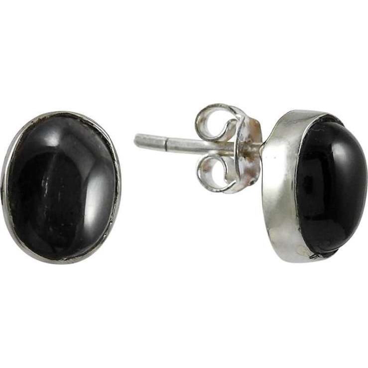 Easeful Black Star Gemstone Silver Earrings Jewelry