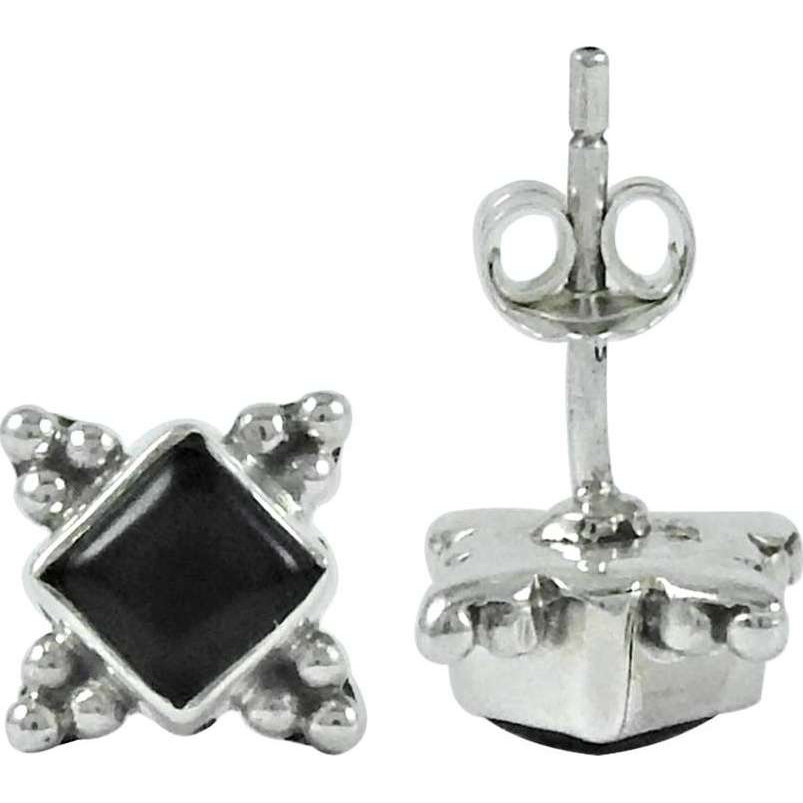 High Quality Black Onyx Gemstone Sterling Silver Stud Earrings Jewelry