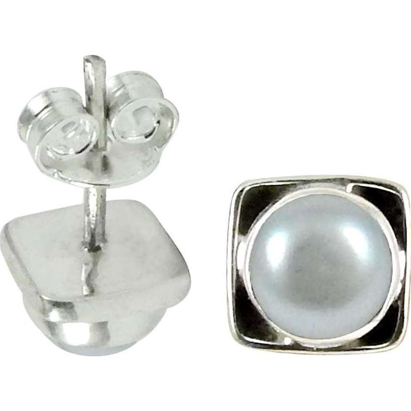 First Sight ! Pearl Sterling Silver Stud Earrings Jewelry