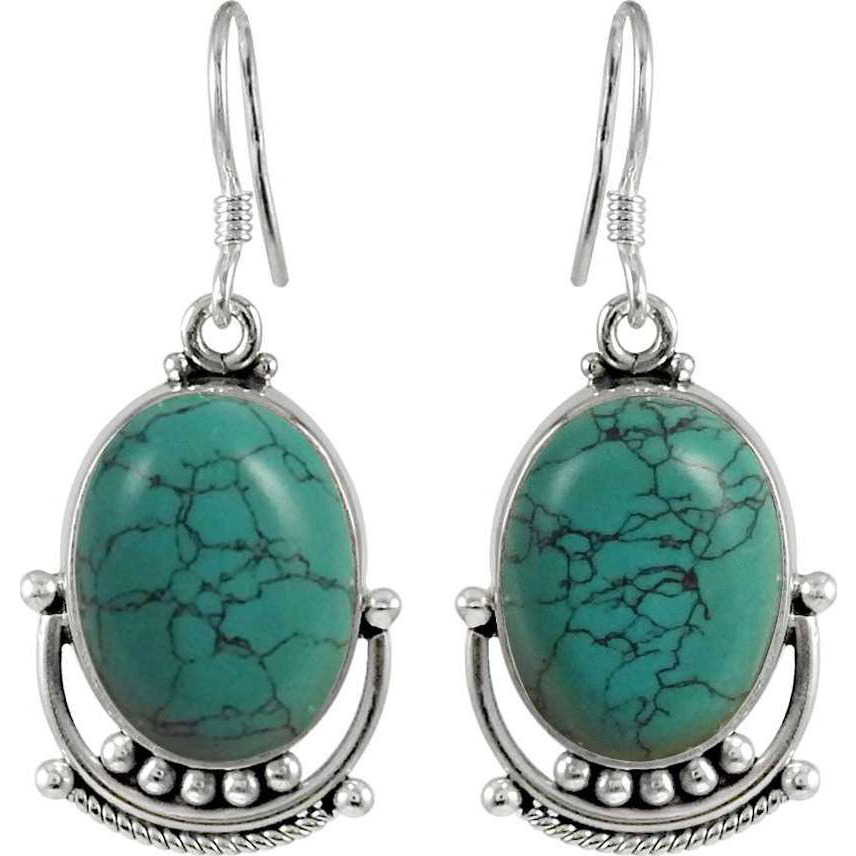 Tempting Turquoise Gemstone Silver Jewelry Earrings