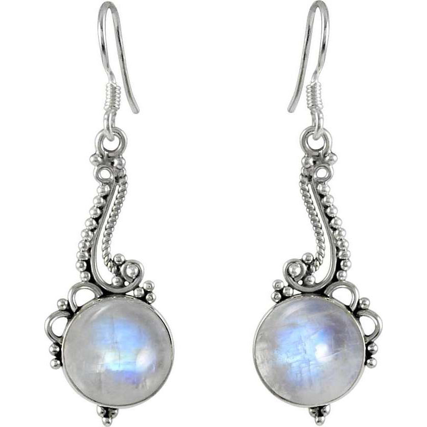 Elegant Rainbow Moonstone Sterling Silver Jewelry Earrings