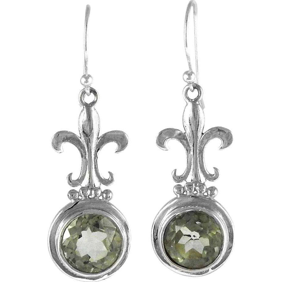 Best Quality  Green Amethyst 925 Sterling Silver Earrings