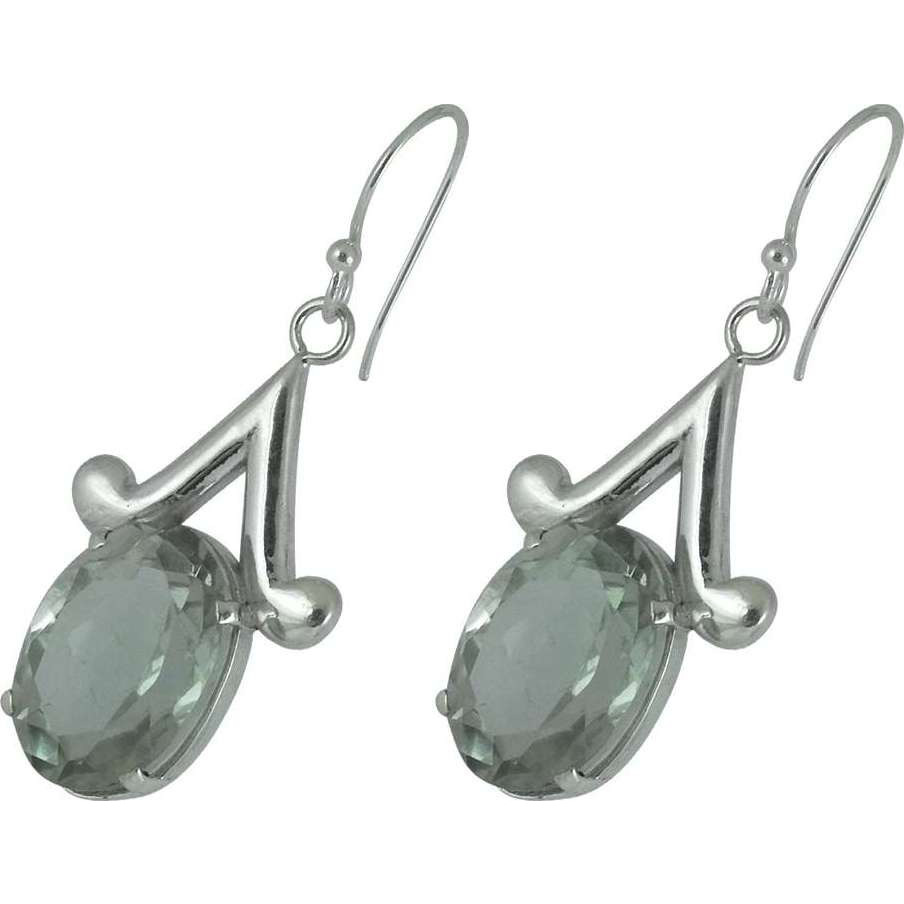 Big Excellent ! Green Amethyst 925 Sterling Silver Earrings