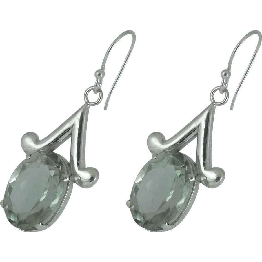 Big Excellent  Green Amethyst 925 Sterling Silver Earrings