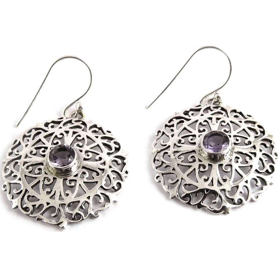 Stunning Natural Rich 925 Silver Amethyst Gemstone Earrings