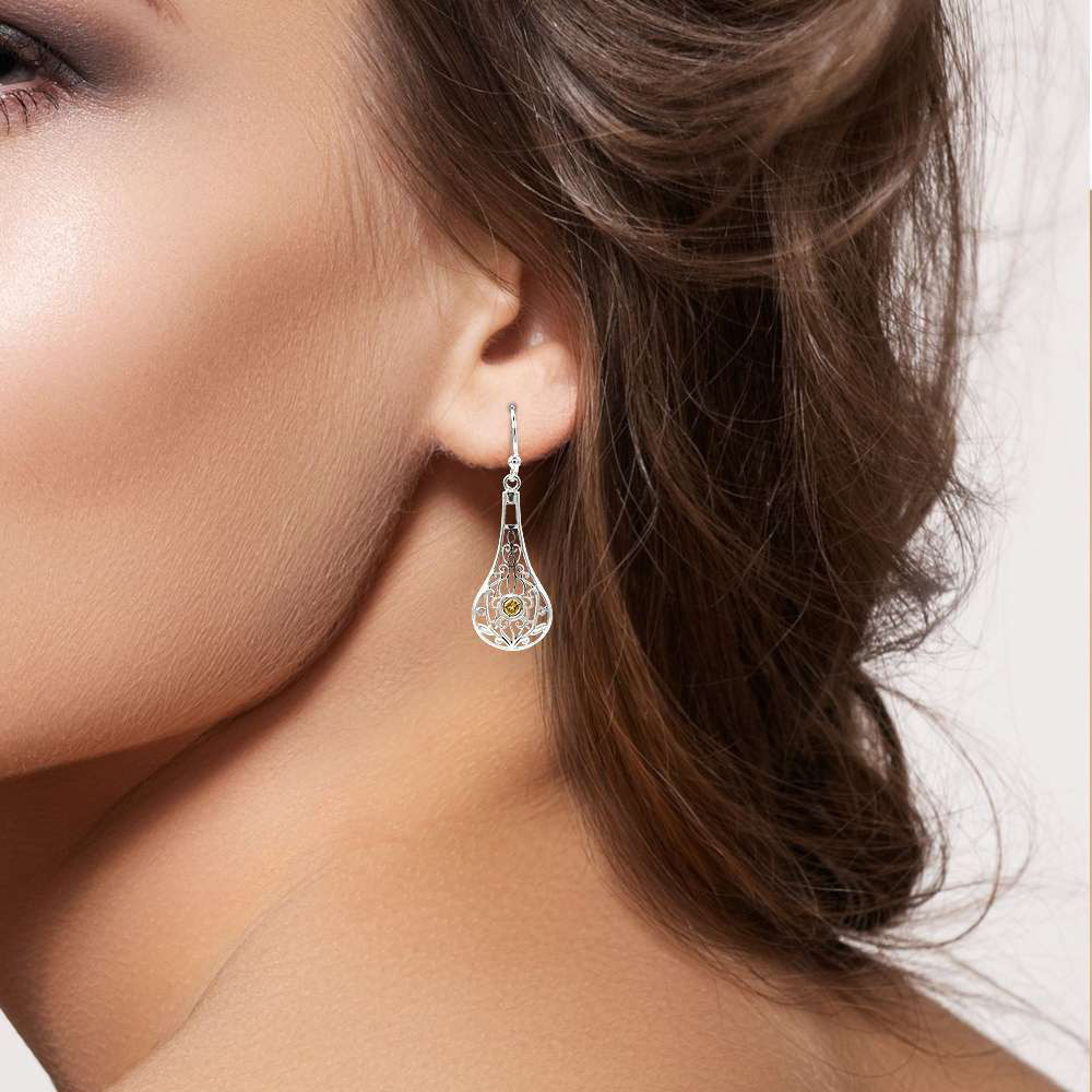 Amazing!! 925 Silver Citrine Gemstone Earrings