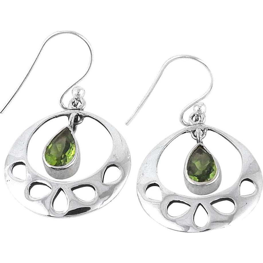 Perfect 925 Silver Peridot Gemstone Earrings