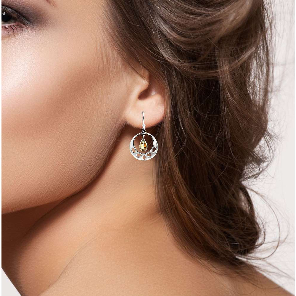 Big Inspire 925 Silver Citrine Gemstone Earrings