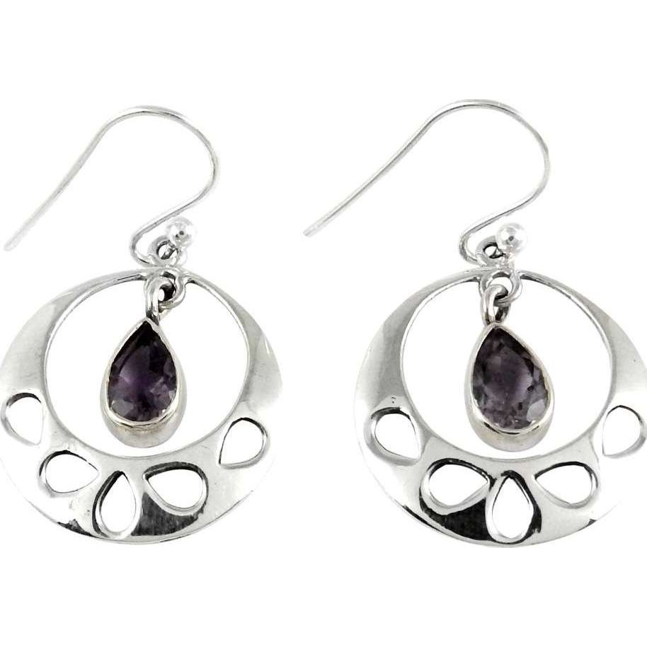 Beautiful Design 925 Silver Amethyst Gemstone Earrings