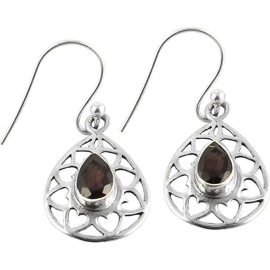 Lovely 925 Silver Garnet Gemstone Earrings