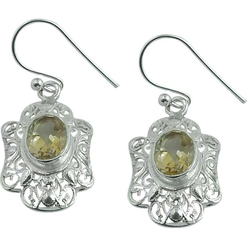 Exclusive 925 Silver Citrine Gemstone Earrings