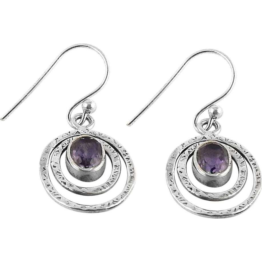 Precious Style 925 Silver Amethyst Gemstone Earrings