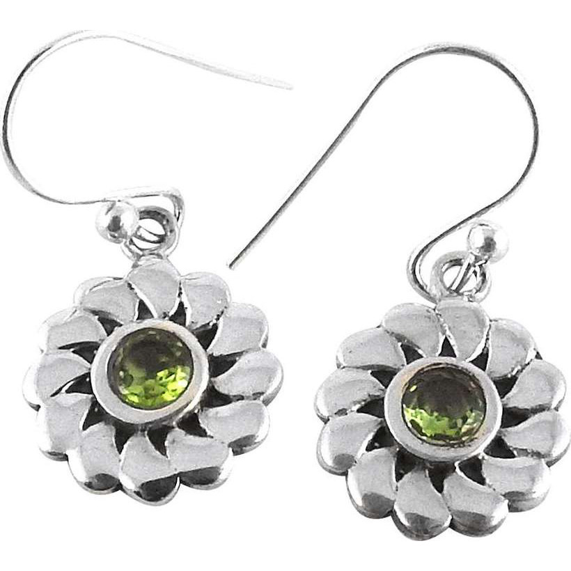 Excellent 925 Silver Peridot Gemstone Earrings