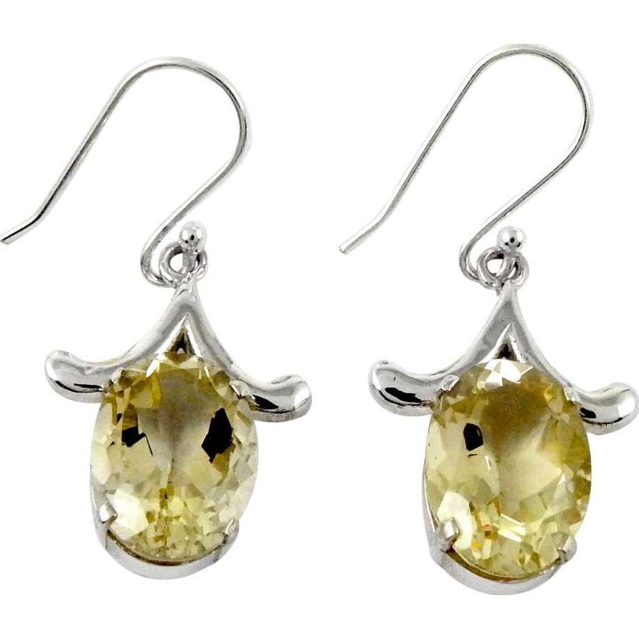 Lovely !! Citrine 925 Sterling Silver Earrings