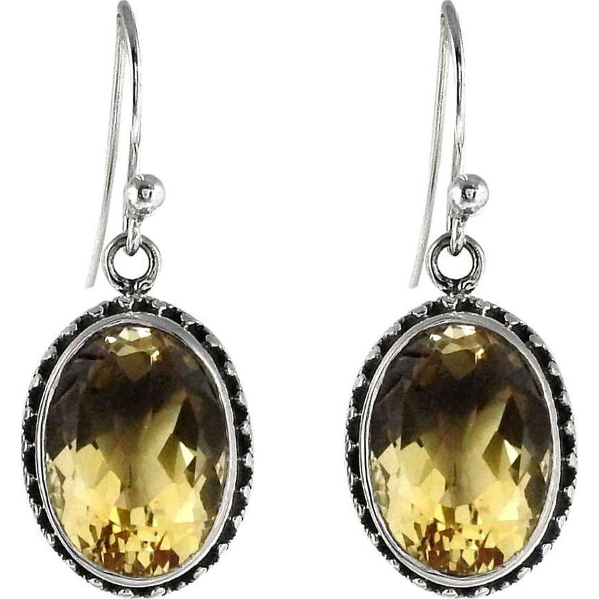Big Royal Style  Citrine 925 Sterling Silver Earrings