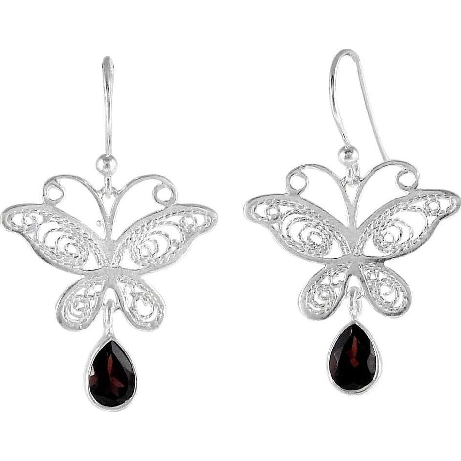 Big Special Moment Garnet 925 Sterling Silver Earrings