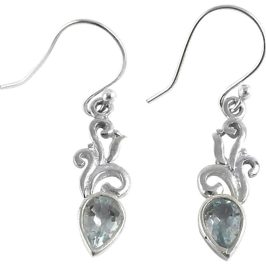 Fashion Design!! Blue Topaz 925 Sterling Silver Earrings