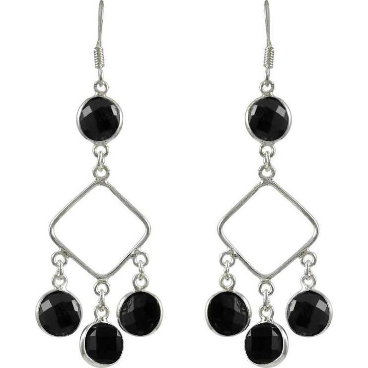 Skin Friendly Black Onyx Gemstone Silver Earrings Jewelry