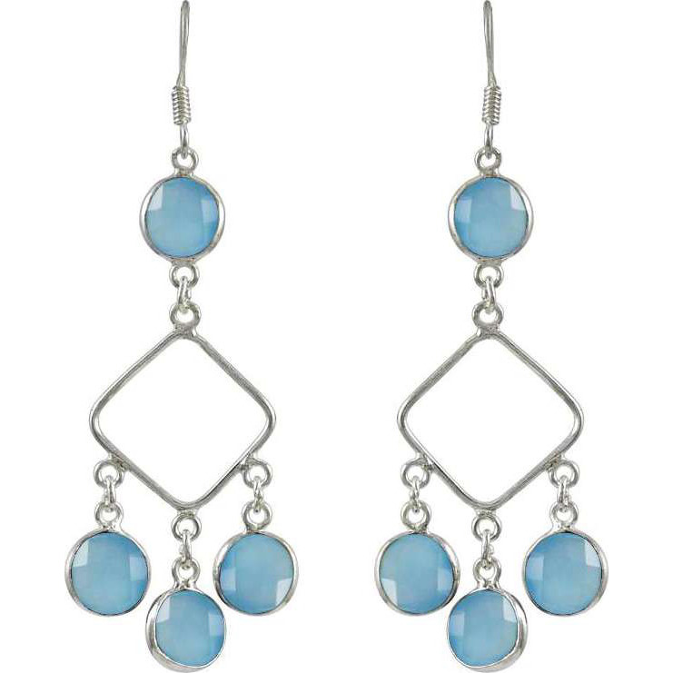 Festive Chalcedony Gemstone Silver Earrings Jewelry