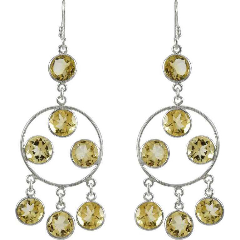 New Design Citrine Gemstone Silver Earrings Jewelry